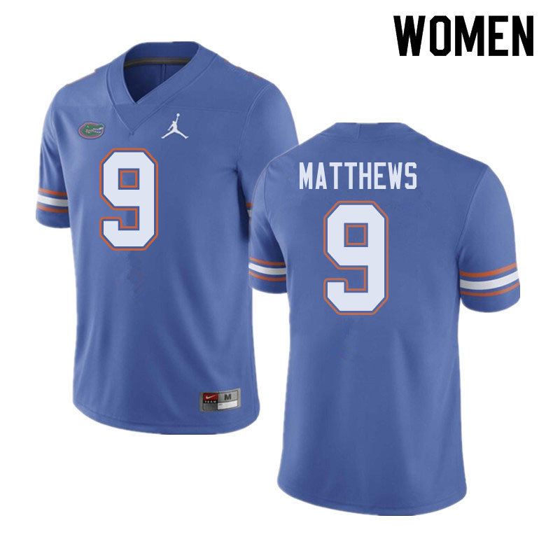 Jordan Brand Women #9 Luke Matthews Florida Gators College Football Jerseys Sale-Blue - Click Image to Close